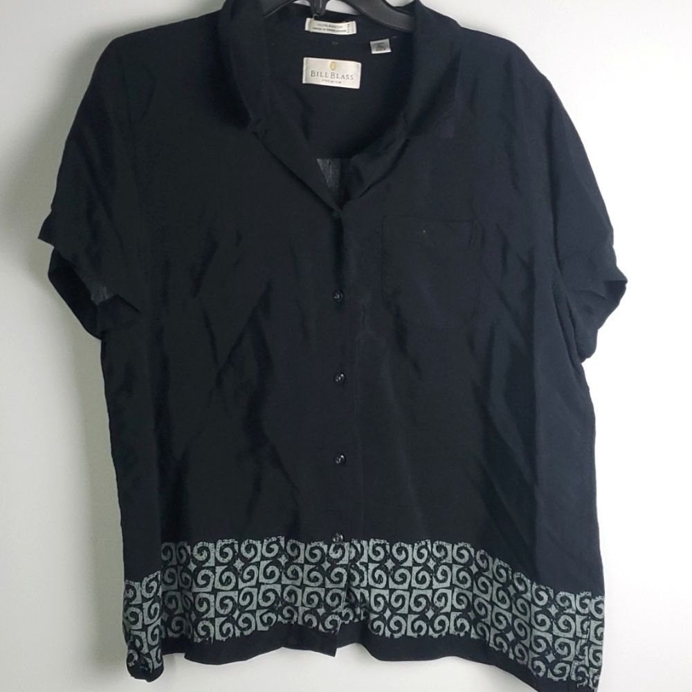 Vintage Bill Blass Geometric Print Button Down Shirt Size XL